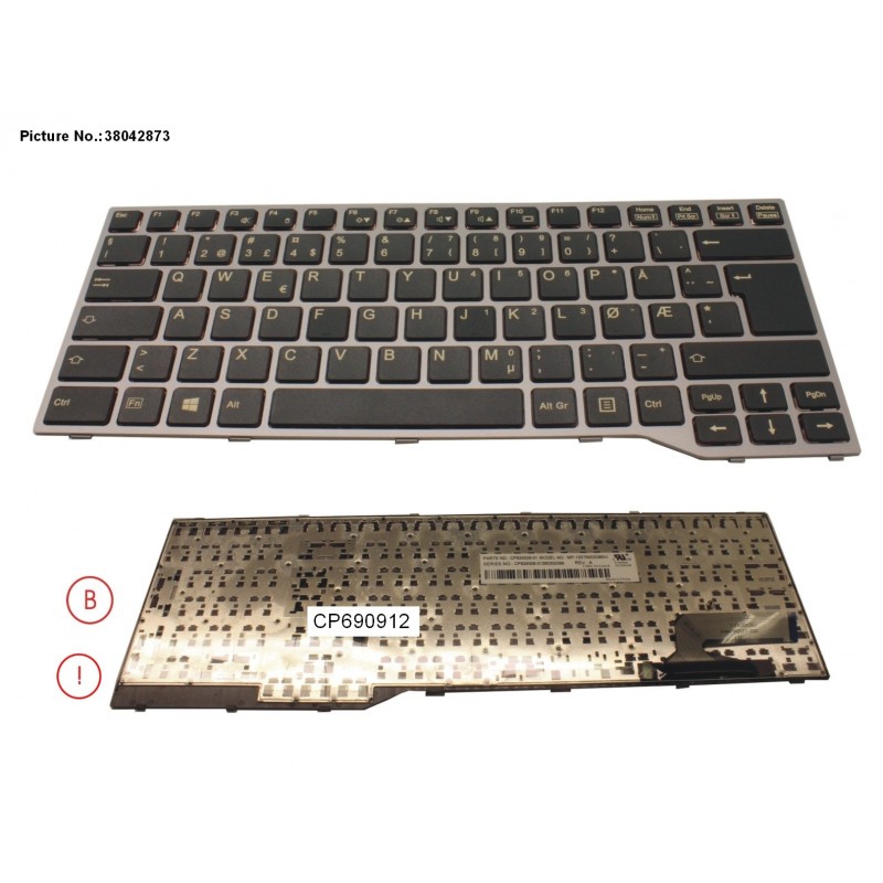 38042873 - KEYBOARD BLACK W/O TS NORWAY