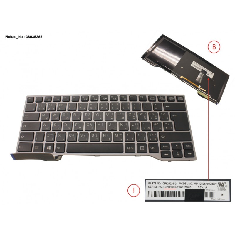 38035266 - KEYBOARD BLACK W/ BL ARABIC/UK