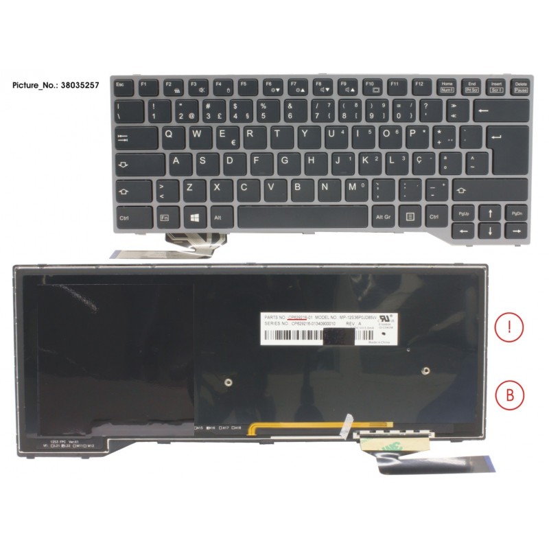 38035257 - KEYBOARD BLACK W/ BL PORTUGAL