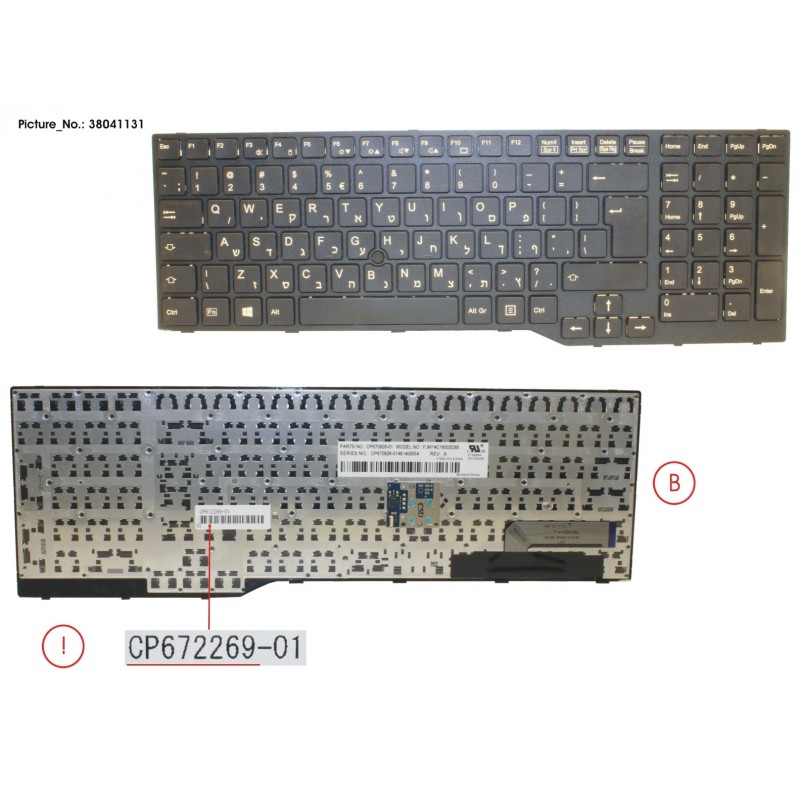 38041131 - KEYBOARD 10KEY BLACK W/ TS HEBREW