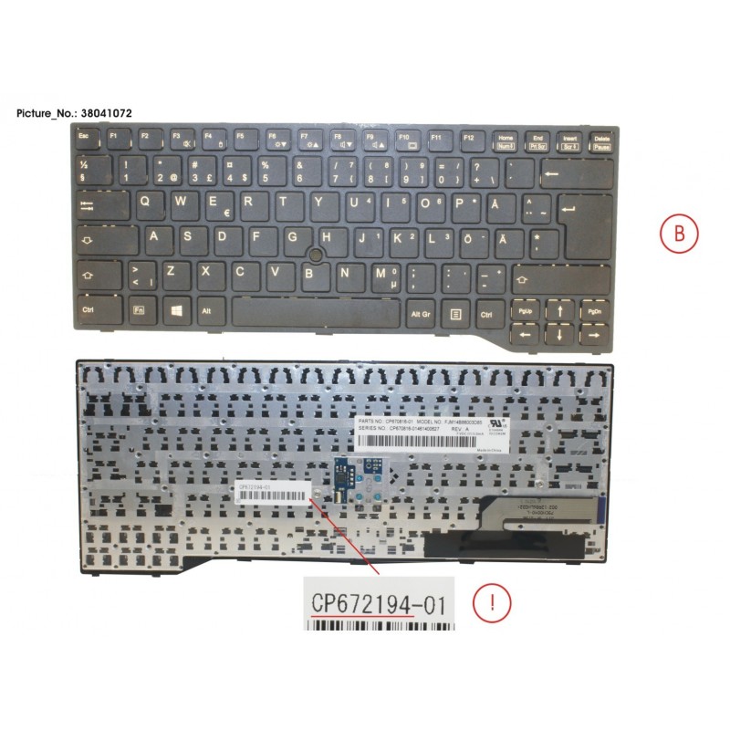 38041072 - KEYBOARD BLACK W/ TS SCHWEDEN/FINLAND