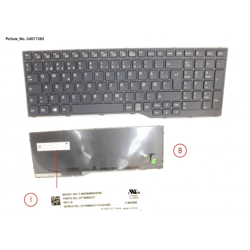 34077382 - KEYBOARD NORWAY (BLACK)