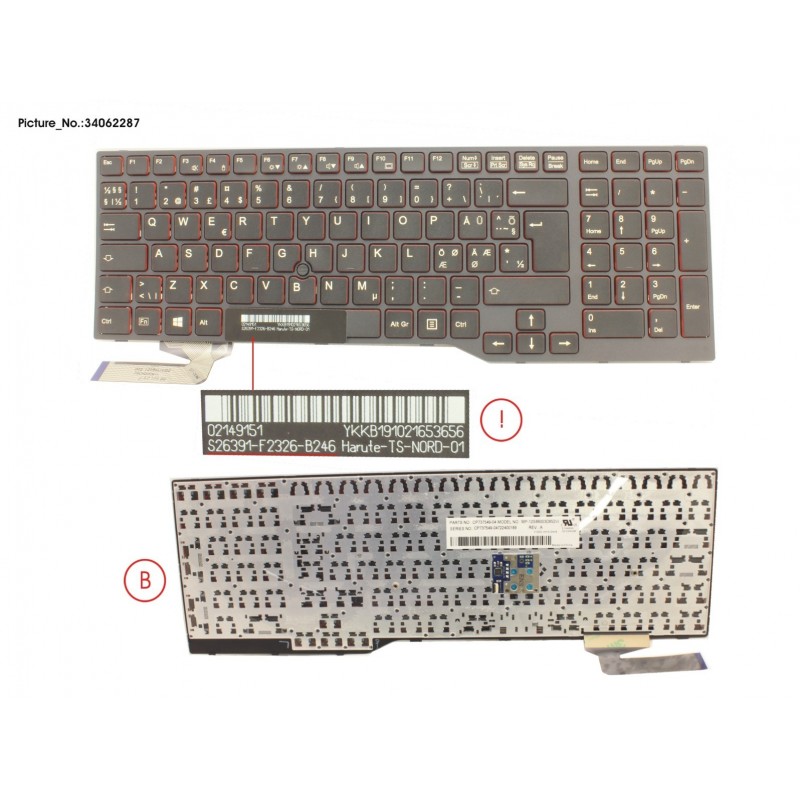 34062287 - KEYBOARD BLACK W/ TS NORDIC/EST