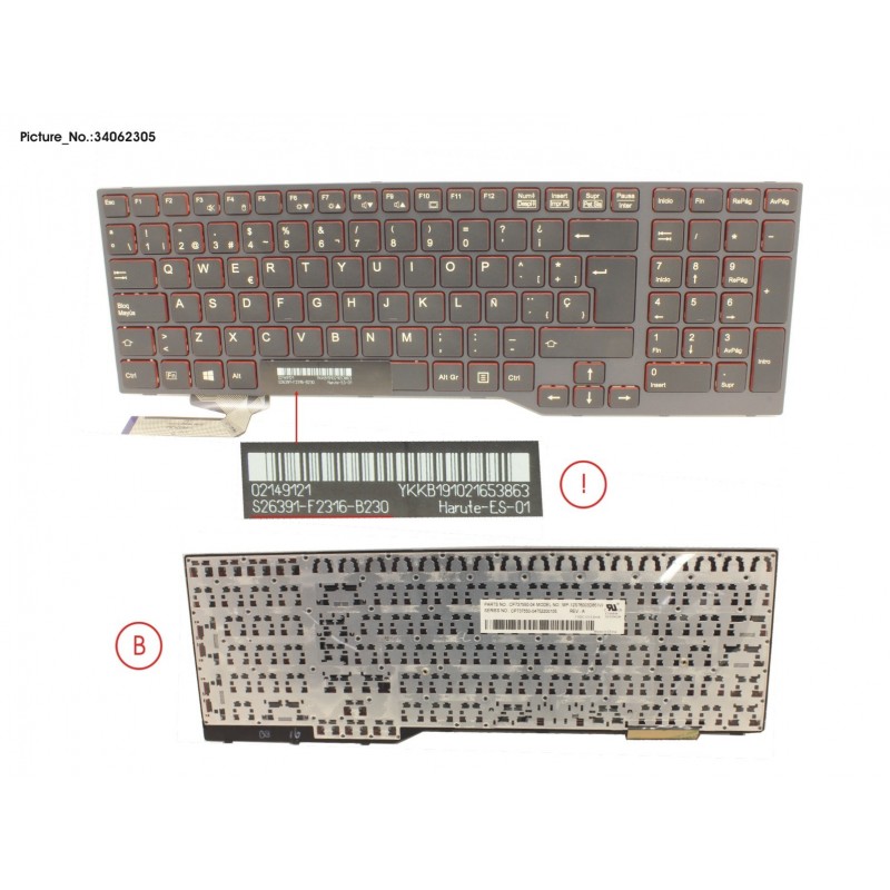 34062305 - KEYBOARD BLACK W/O TS SPAIN