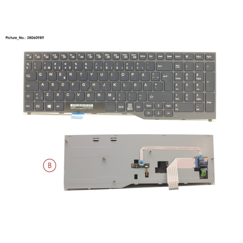 38060989 - KEYBOARD BLACK W/ TS SCHWEDEN/FINLAND