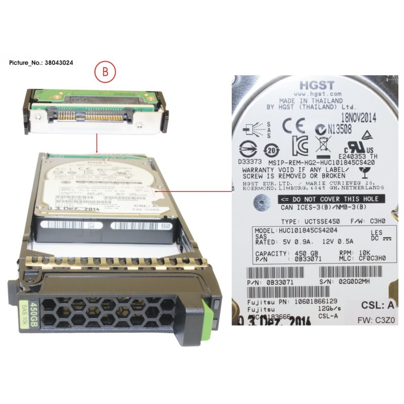 38043024 - JX40 S2 2.5" HD SAS 450GB 10k 12G 512E