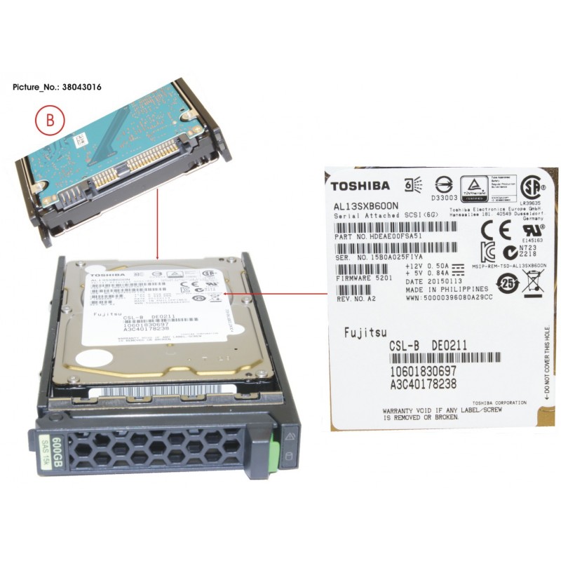 38043016 - HD SAS 6G 600GB 15K HOT PL 2.5' EP