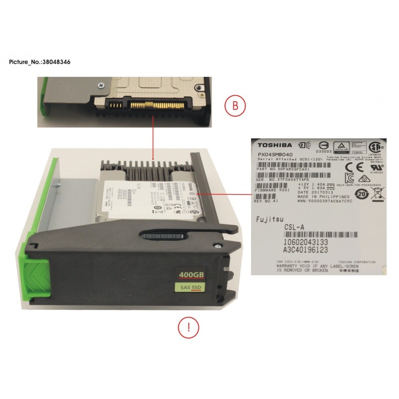 38048346 - JX60 S2 MLC SSD 400GB 10DWPD SPARE