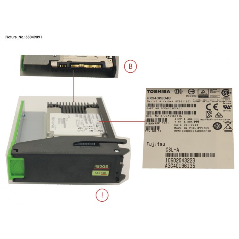 38049091 - JX60 S2 MLC SSD 480GB 1DWPD SPARE