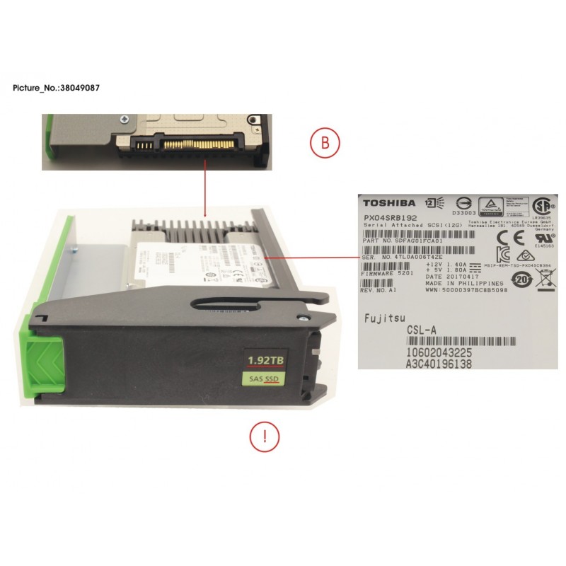 38049087 - JX60 S2 MLC SSD 1.9TB 1DWPD SPARE