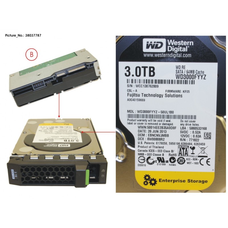 38037787 - HD SATA 6G 3TB 7.2K HOT PL 3.5'' BC