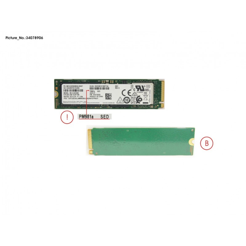 34078906 - SSD PCIE M.2 2280 PM981A 256GB(SED)