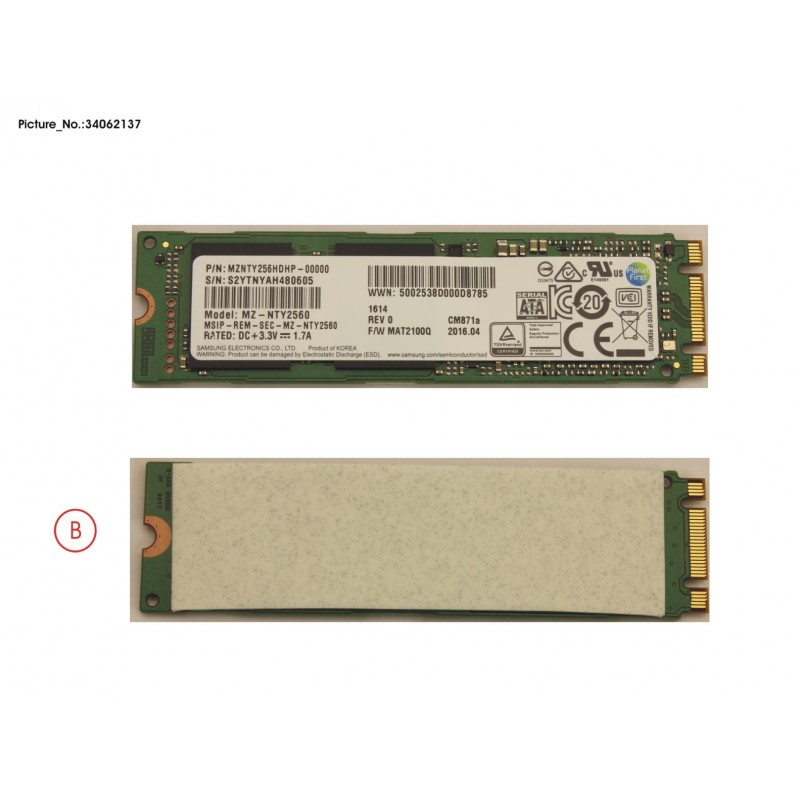 34062137 - SSD S3 M.2 2280 256GB W/RUBBER