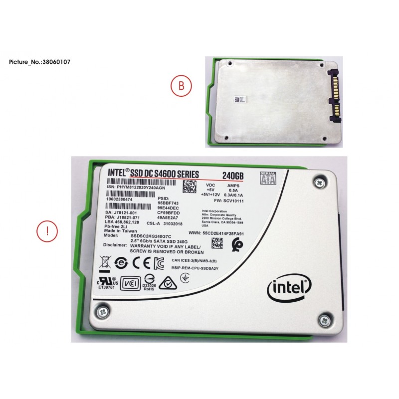 38060107 - SSD SATA6G 240GB MIX-USE 2.5' N HP S4600