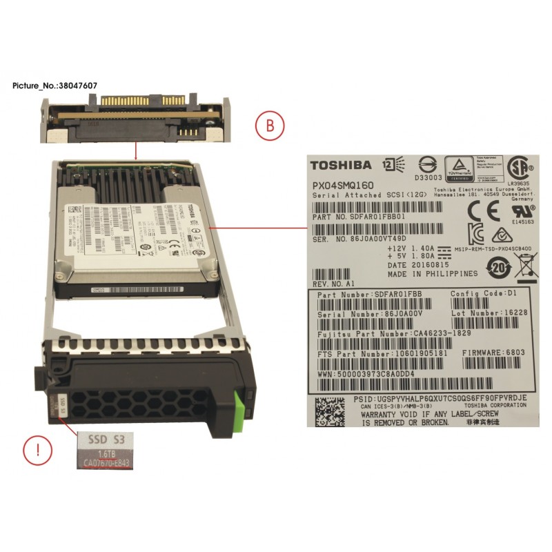 38047607 - DXS3 SED SSD SAS 1.6TB 12G 2.5 X1