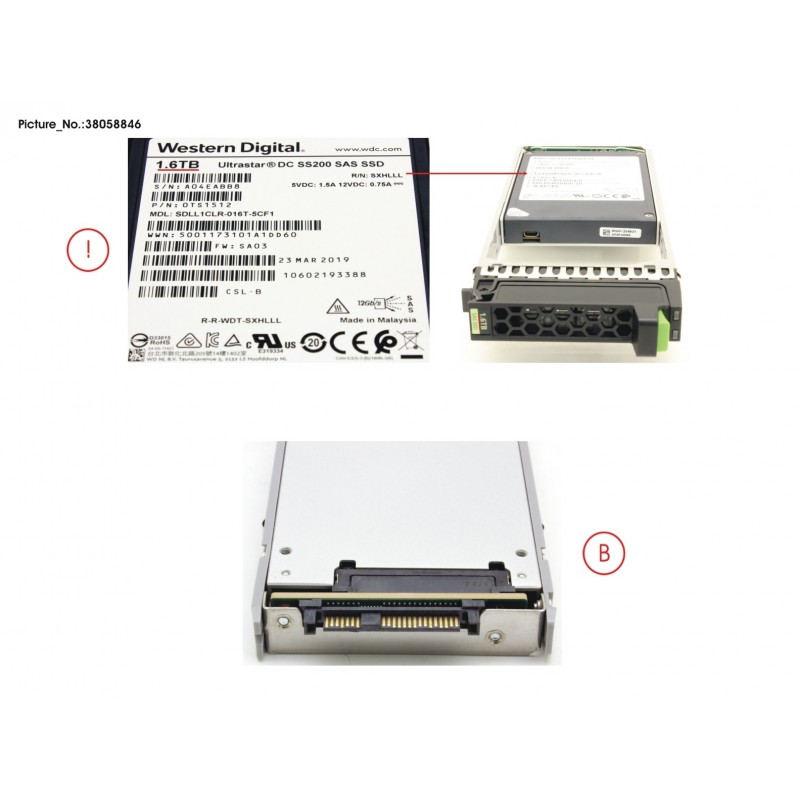 38058846 - JX40 S2 MLC SSD 1.6TB 3DWPD SPARE