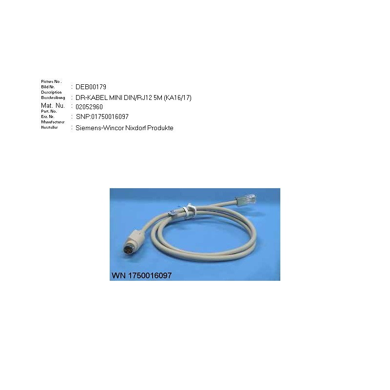 02052960 - CONNECTING CABLE MINI DIN RJ12 5M BEIGE