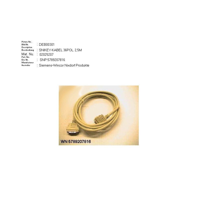 02025207 - SNIKEY-CABLE 36 PIN 2.5M