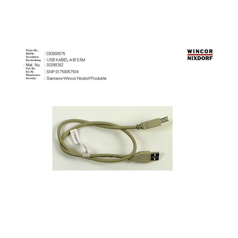 02098302 - USB-CABLE A-B 0 5M