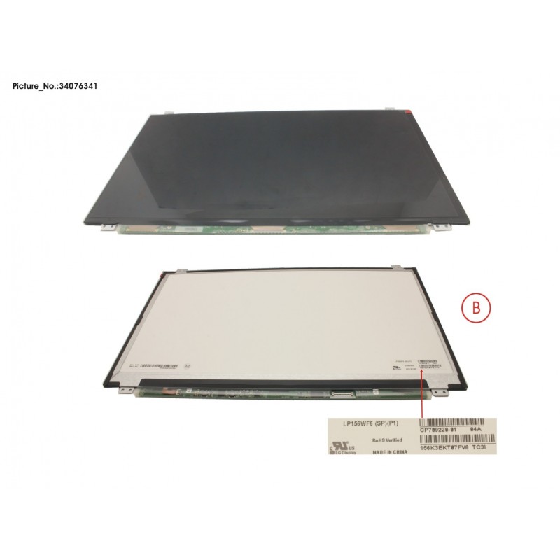 34076341 - LCD PANEL AG, W/ RUBBER (EDP, FHD)