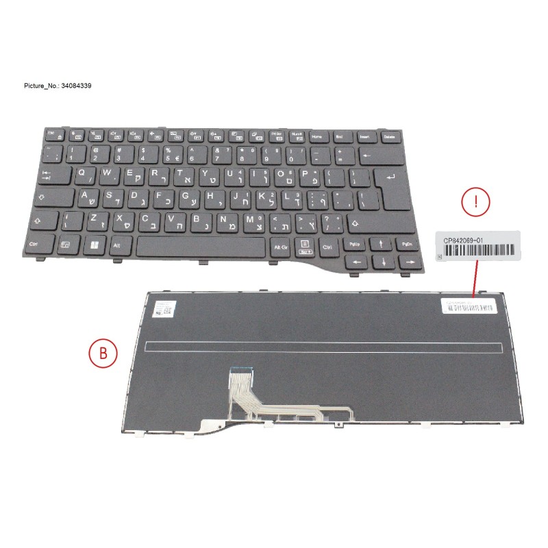 34084339 - KEYBOARD BLACK NORMAL HEBREW (NEW_FN)