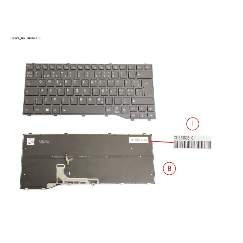 34082173 - KEYBOARD BLACK W  BL NORDIC