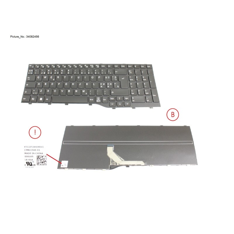 34082456 - KEYBOARD BLACK NORDIC WIN11