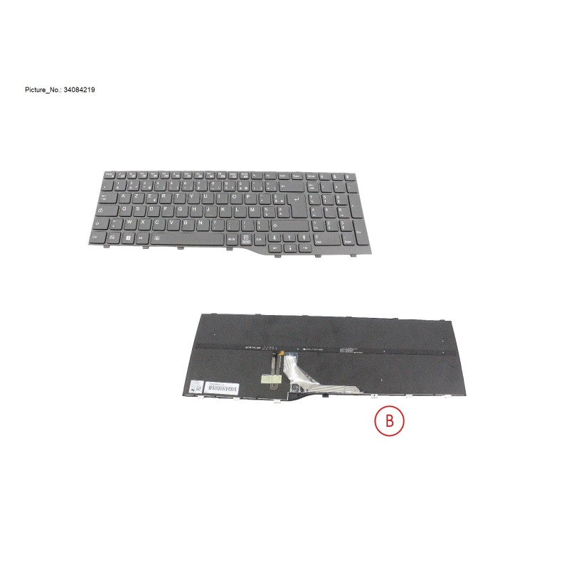 34084219 - KEYBOARD BLACK W  BL FRANCE WIN10&11