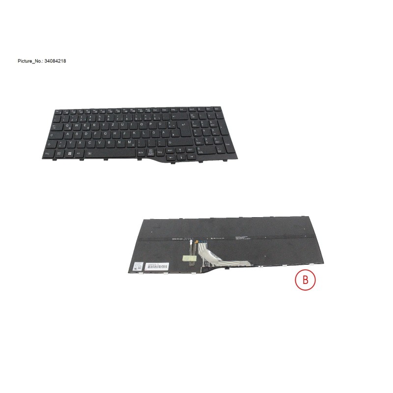 34084218 - KEYBOARD BLACK W  BL GERMANY WIN10&11