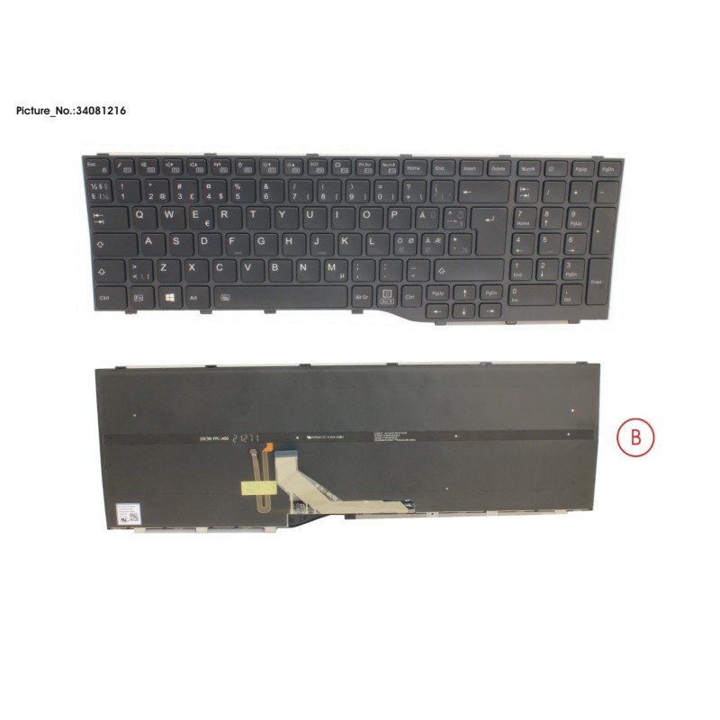 34081216 - KEYBOARD BLACK W  BL NORDIC