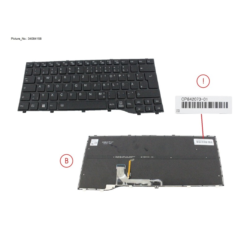 34084158 - KEYBOARD BLACK  W  BL GERMANY (NEW_FN)