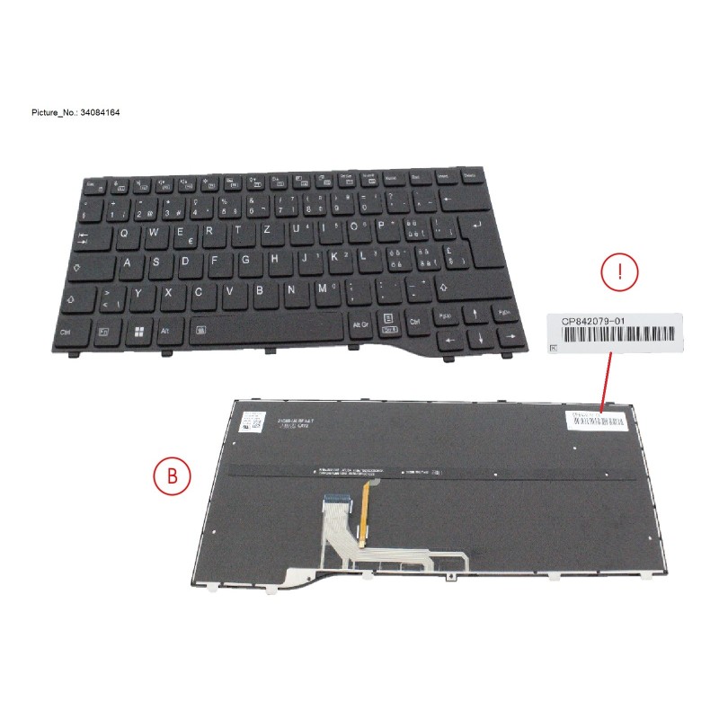 34084164 - KEYBOARD BLACK W  BL SWISS (NEW_FN)