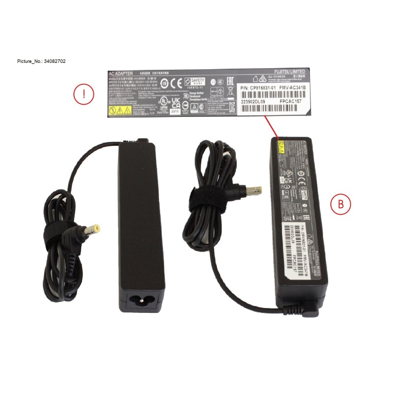 34082702 - AC-ADAPTER 19V 65W (3-PIN) UKCA TCO9