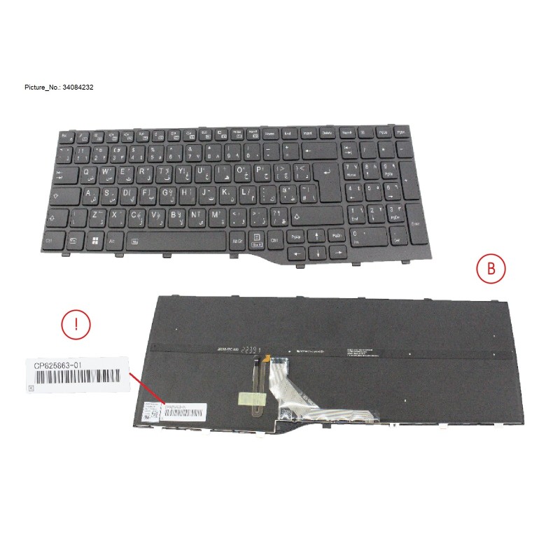 34084232 - KEYBOARD BLACK W  BL ARABIAN WIN10&11