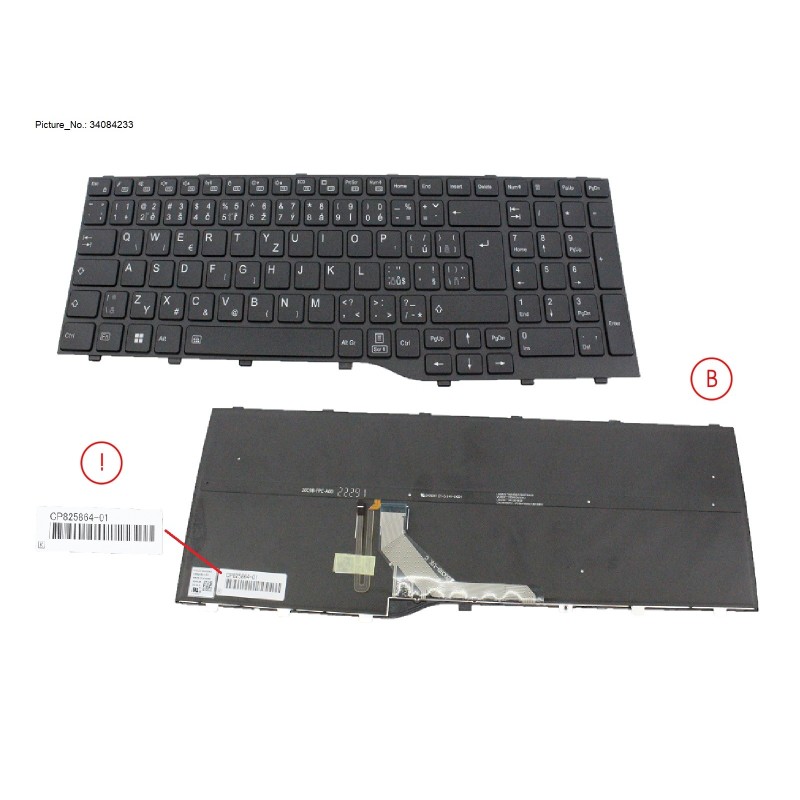 34084233 - KEYBOARD BLACK W  BL CZ SLK US WIN10&11