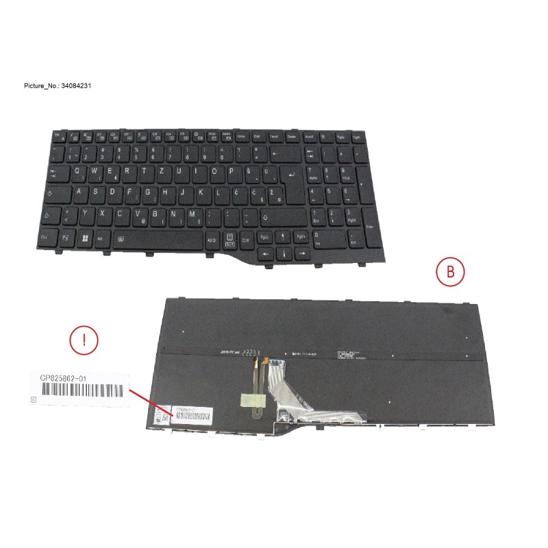 34084231 - KEYBOARD BLACK W  BL E EUROPE WIN10&11