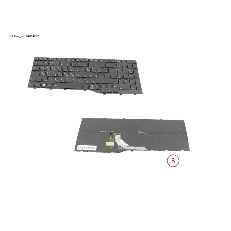 34084227 - KEYBOARD BLACK W  BL RUS US WIN10&11