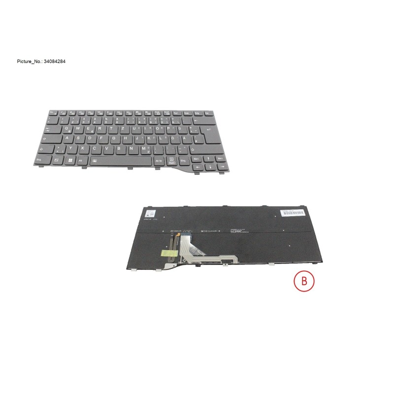 34084284 - KEYBOARD BLACK W  BL GERMANY WIN11