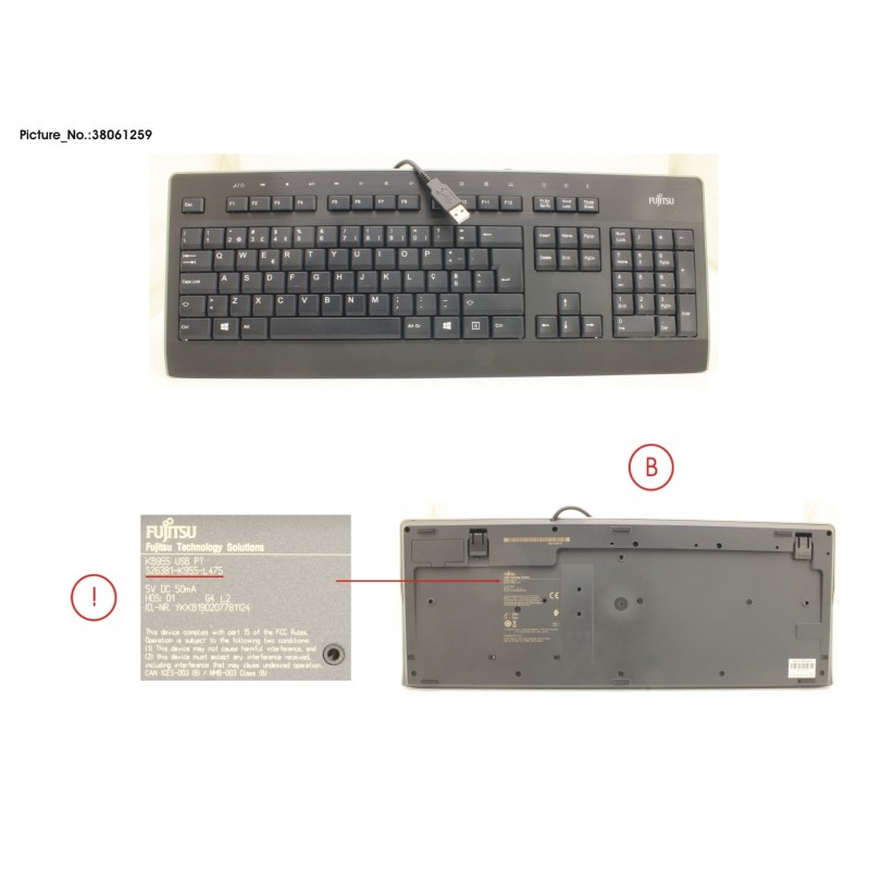 38061259 - KEYBOARD KB955 USB PT