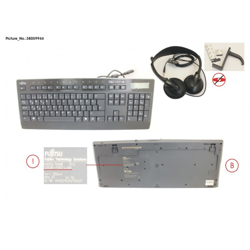 38059944 - KEYBOARD KB950 PHONE TR/Q INCL HEADSET