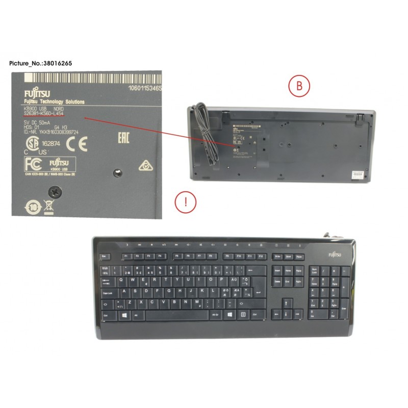 38016265 - KEYBOARD KB900 USB NORD