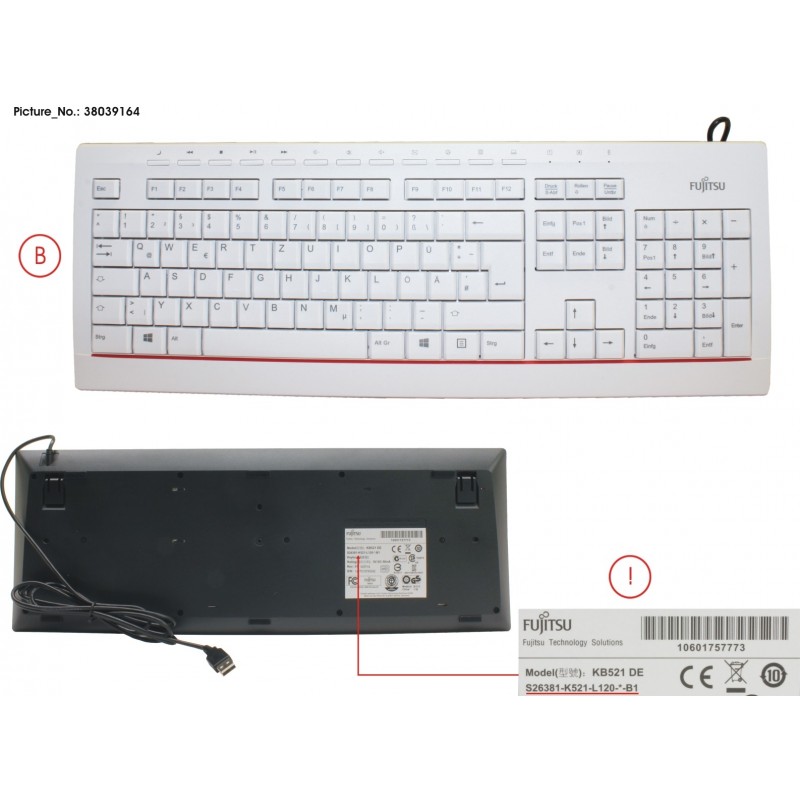 38039164 - KEYBOARD KB521 DE