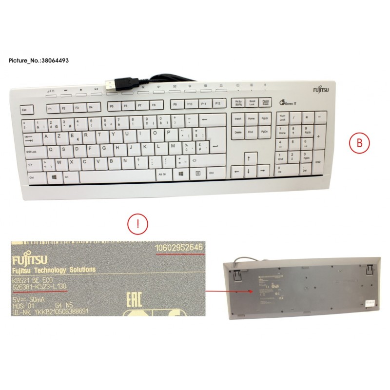 38064493 - KEYBOARD KB521 BE ECO