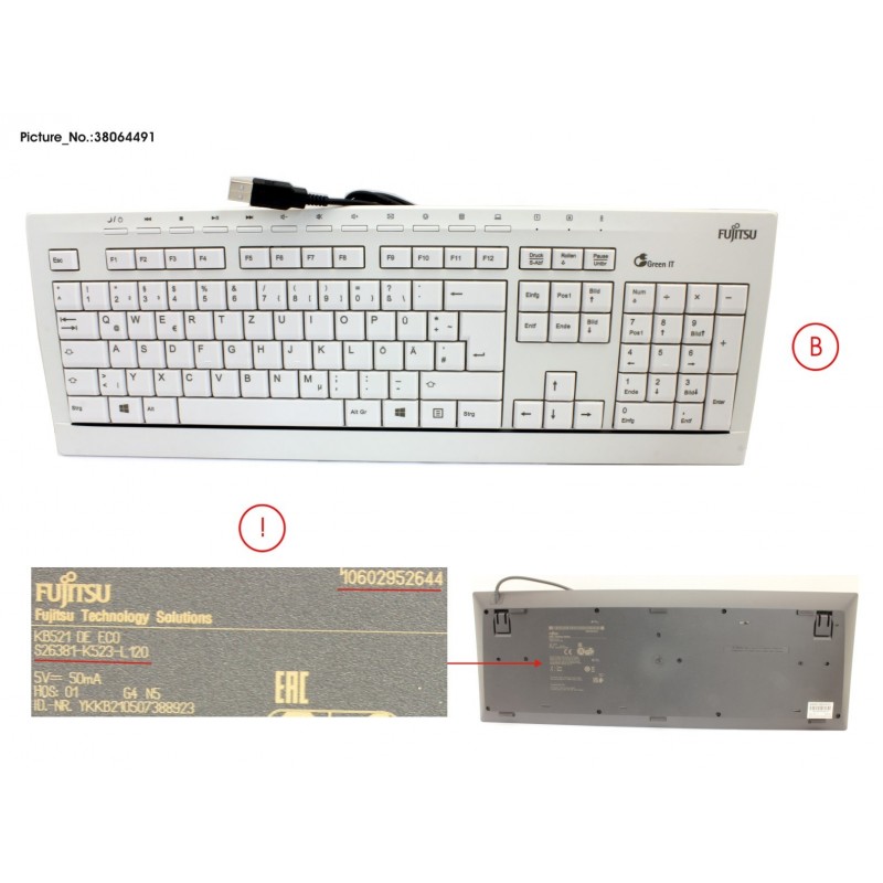 38064491 - KEYBOARD KB521 DE ECO