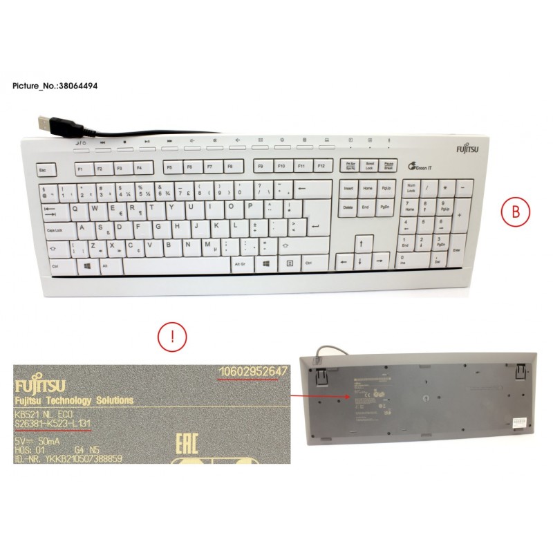 38064494 - KEYBOARD KB521 NL ECO