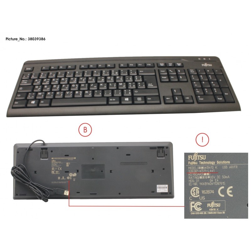 38039386 - KB410 USB BLACK AR/FR