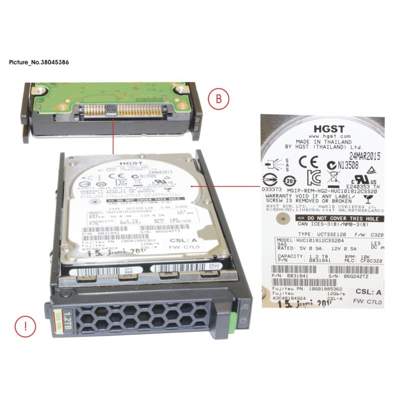 38045386 - HD SAS 12G 1.2TB 10K 512N HOT PL 2.5' EP