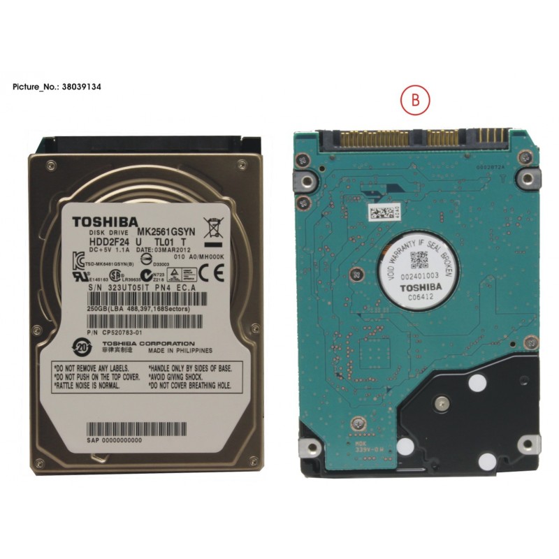 38039134 - TP7K HDD 250G NO RAID