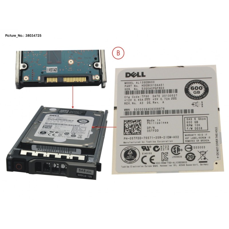 38034725 - 600GB SAS 6GBIT/S 10K 2,5ZOLL HOTPLUG