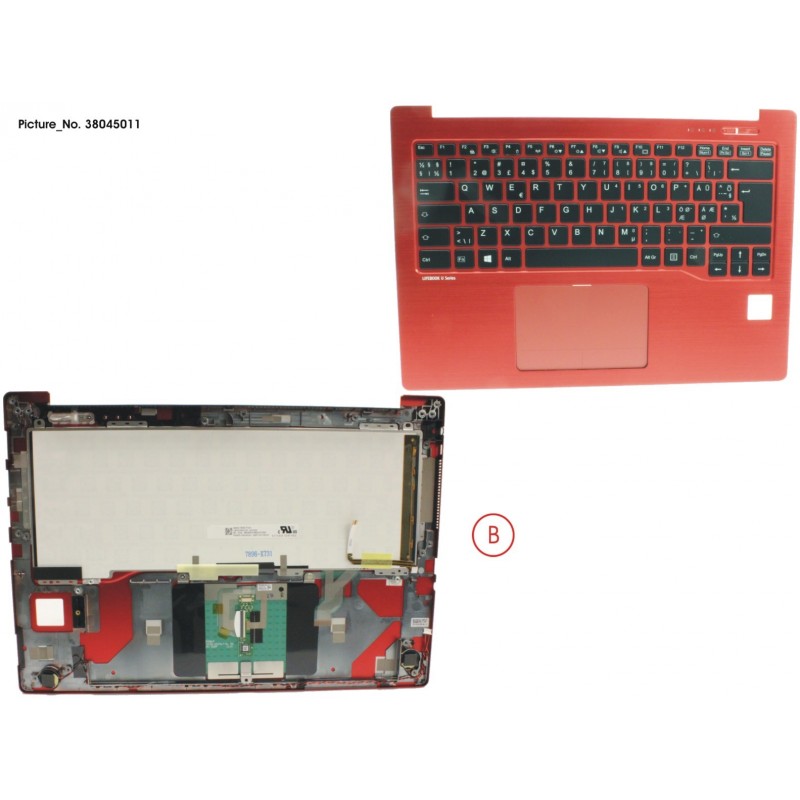 38045011 - UPPER ASSY RED INCL. KEYBOARD NORDIC